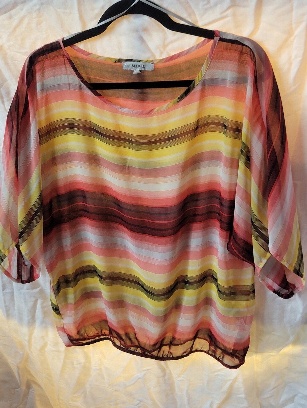 M.I.K.O. Striped Sheer Blouse